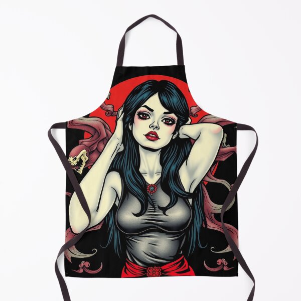 Item preview, Cute Gothic Goth Vampire Horror Girl Tattoo style illustration with demons designed and sold by Vintage Designs +.