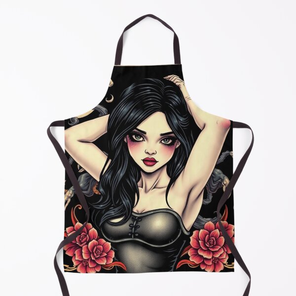 Item preview, Cute Gothic Goth Vampire Horror Girl Tattoo style illustration with demons designed and sold by Vintage Designs +.