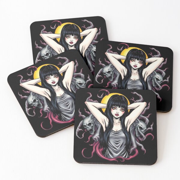 Item preview, Cute Gothic Goth Vampire Horror Girl Tattoo style illustration with demons designed and sold by Vintage Designs +.