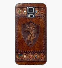 Hand-Tooled Leder mittelalterlichen Buchumschlag Hülle & Klebefolie für Samsung Galaxy