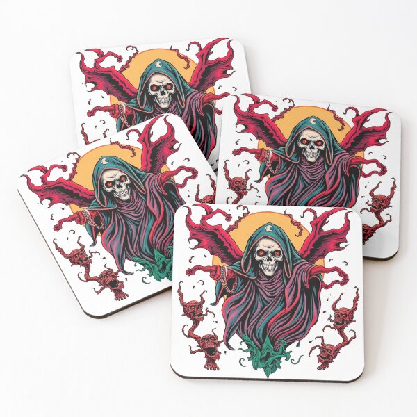 Item preview, Evil Undead Necromancer Walock  Evil Heavy Metal Skull Graphic design illustration designed and sold by Vintage Designs +.