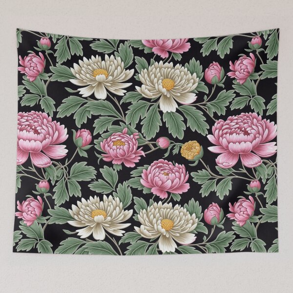 Item preview, Blossom trees with rose, peony, chrysanthemum. Jacobean embroidery style designed and sold by Giuseppe Cammino.