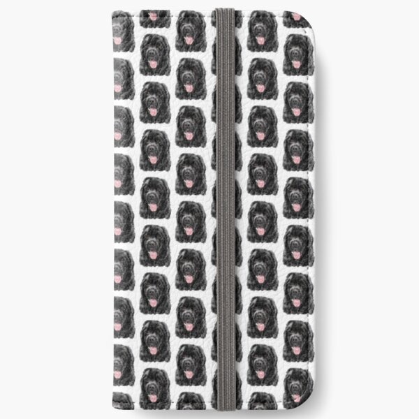 A custom hand painted digital image of a Smiling Black Newfoundland Dog iPhone Wallet