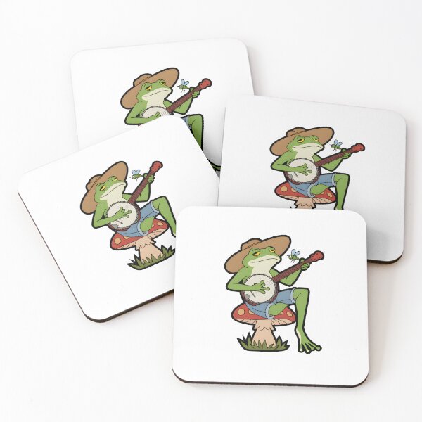 Item preview, Modern Trendy Cute Frog Playing Banjo on Mushroom  designed and sold by SOUFIANE1991.
