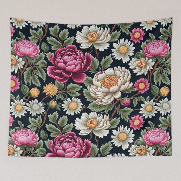 Item preview, Blossom trees with rose, peony, chrysanthemum. Jacobean embroidery style designed and sold by Giuseppe Cammino.
