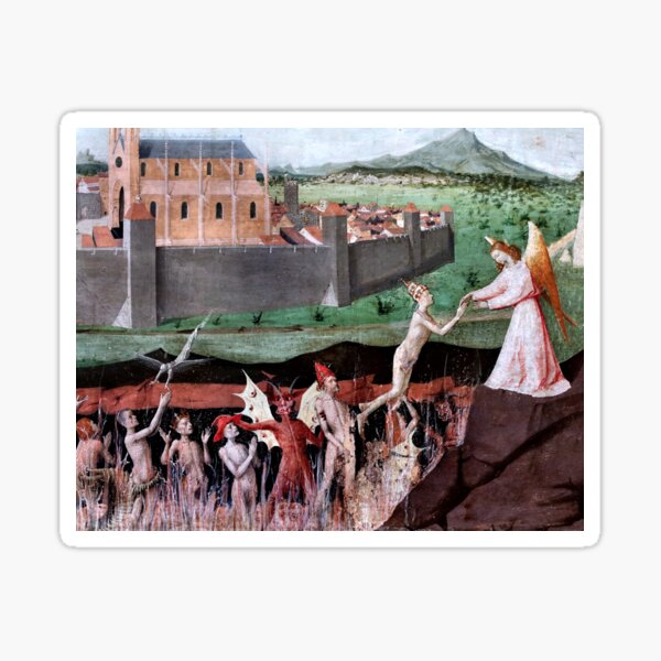 Item preview, Angel rescues man from hell detail from Enguerrand Quarton - Coronation of the Virgin, 1454 designed and sold by Vintage Designs +.