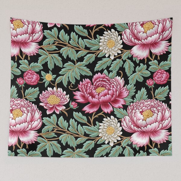 Item preview, Blossom trees with rose, peony, chrysanthemum. Jacobean embroidery style designed and sold by Giuseppe Cammino.