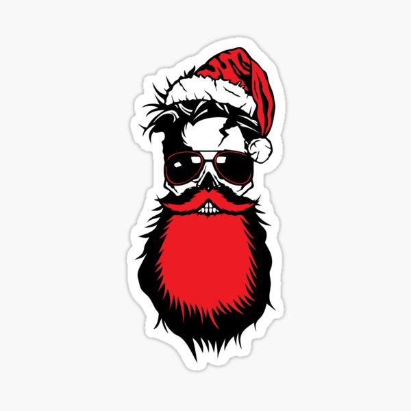 Item preview, skull hipster bearded beard christmas santa hat glasses designed and sold by Achille3777.