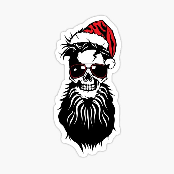 Item preview, skull hipster bearded santa hat glasses santa beard designed and sold by Achille3777.