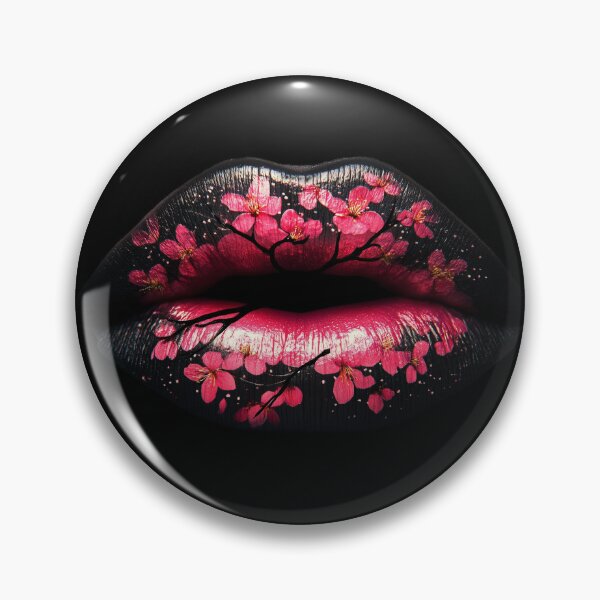 Item preview, Sakura Lips Cherry Blossom Art on Black Lips designed and sold by MyArtworkStudio.