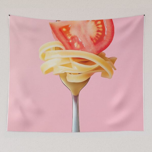 Item preview, Fork with pasta and tomato slice designed and sold by anytka.