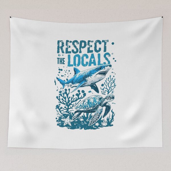 Item preview, Shark and Sea Turtle - Respect the Locals Ocean Conservation Design designed and sold by Colorful-Garden.