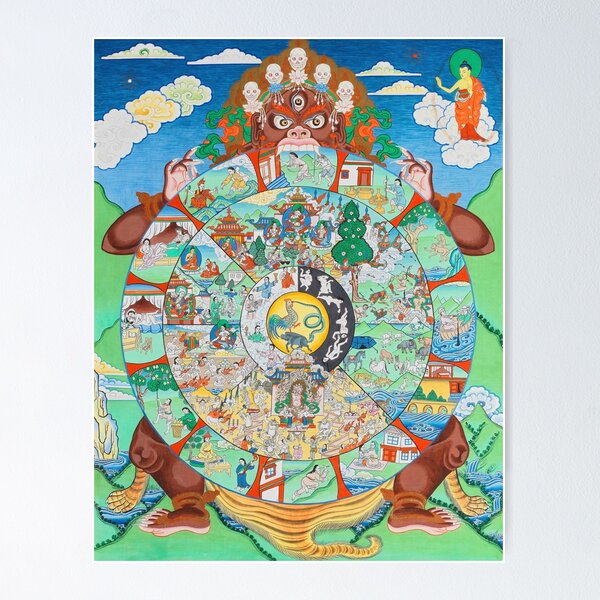Item preview, Roue bouddhiste de la vie Thangka Réincarnation Samsara Bhavacakra designed and sold by Onodera.