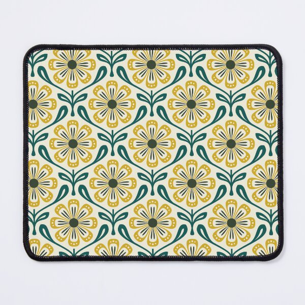 Item preview, KF 0350 D - Vintage Retro Daisy 70s Floral Pattern in Yellow Green Cream designed and sold by KhakiFinch.
