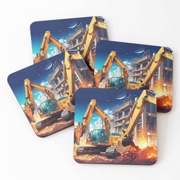 Item preview, Excavators Hard at Work on Construction site designed and sold by Niko Pantele.
