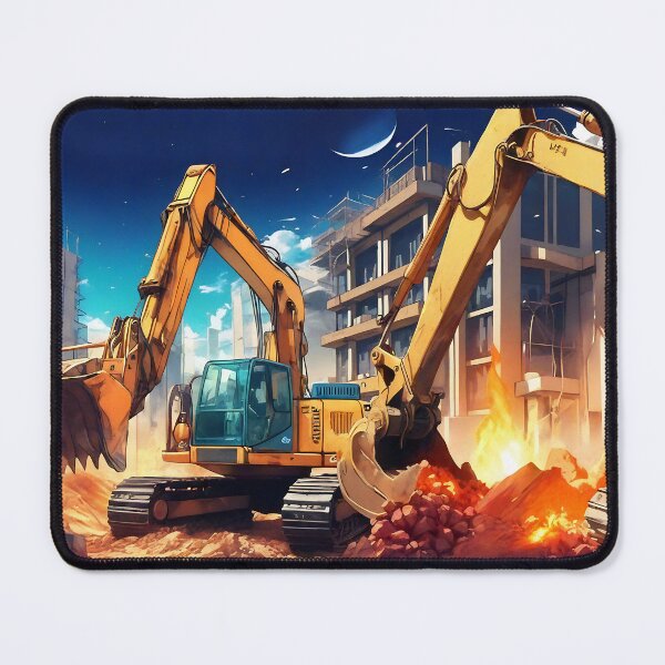 Item preview, Excavators Hard at Work on Construction site designed and sold by Niko Pantele.