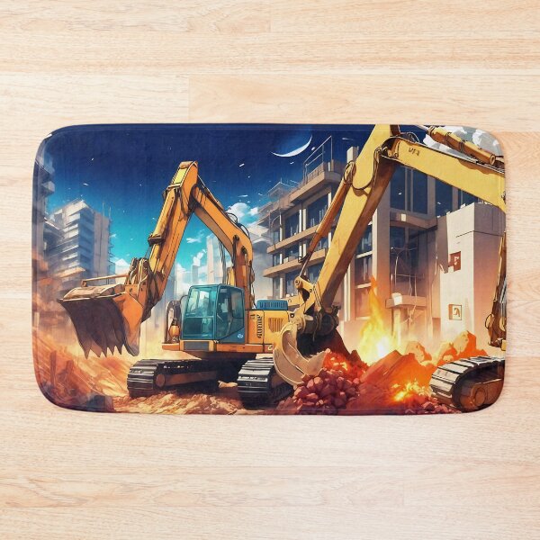 Item preview, Excavators Hard at Work on Construction site designed and sold by Niko Pantele.