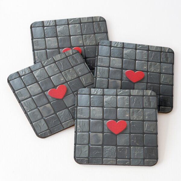 Item preview, Red heart stands out on black tiles designed and sold by anytka.