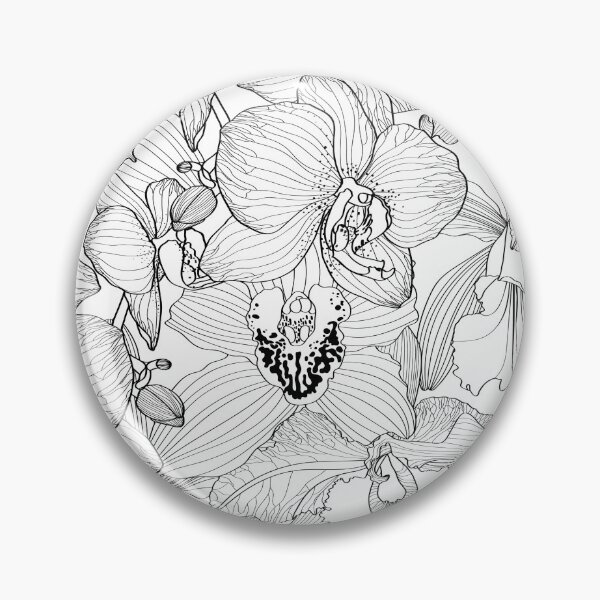 Item preview, Tropical exotic floral line orchid flowers pattern, line background. Exotic jungle wallpaper.	 designed and sold by MatyKotiv.