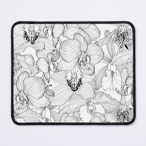 Item preview, Tropical exotic floral line orchid flowers pattern, line background. Exotic jungle wallpaper. designed and sold by MatyKotiv.