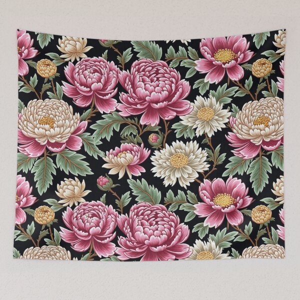 Item preview, Blossom trees with rose, peony, chrysanthemum. Jacobean embroidery style designed and sold by Giuseppe Cammino.