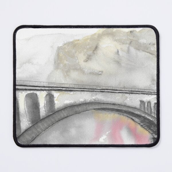 Item preview, Stone bridge of Saint-Chély in France - Modern watercolor designed and sold by Alain DIVINE.