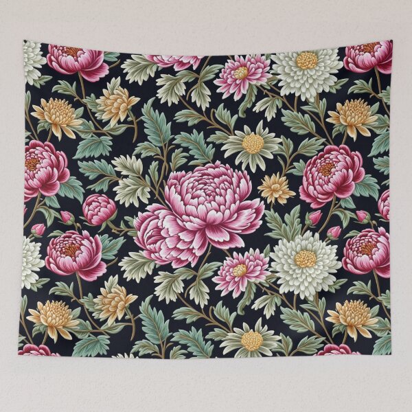 Item preview, Blossom trees with rose, peony, chrysanthemum. Jacobean embroidery style designed and sold by Giuseppe Cammino.