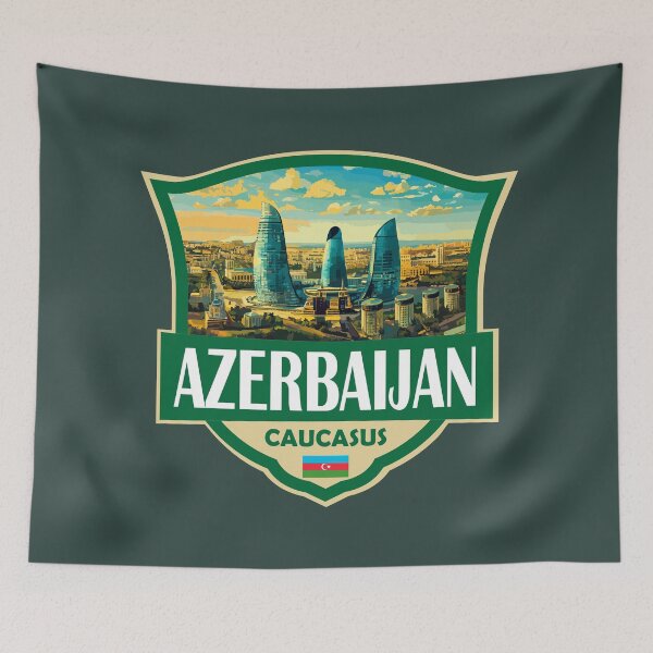 Item preview, Azerbaijan Illustration Retro Badge designed and sold by KrisSidDesigns.