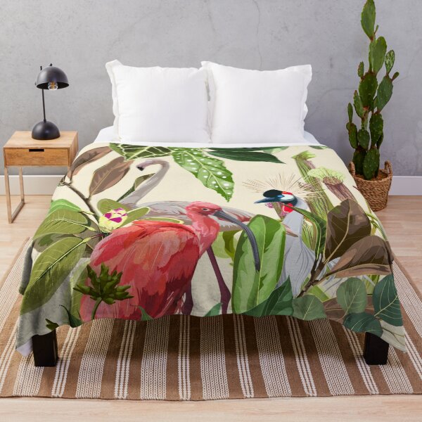 Item preview, Beautiful seamless floral summer pattern background with exotic birds, palm leaves.  designed and sold by MatyKotiv.