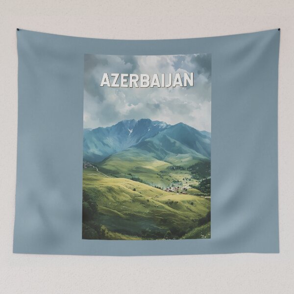 Item preview, Azerbaijan Illustration Travel Art Vintage designed and sold by KrisSidDesigns.