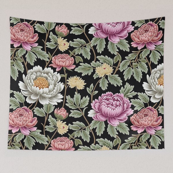 Item preview, Blossom trees with rose, peony, chrysanthemum. Jacobean embroidery style designed and sold by Giuseppe Cammino.