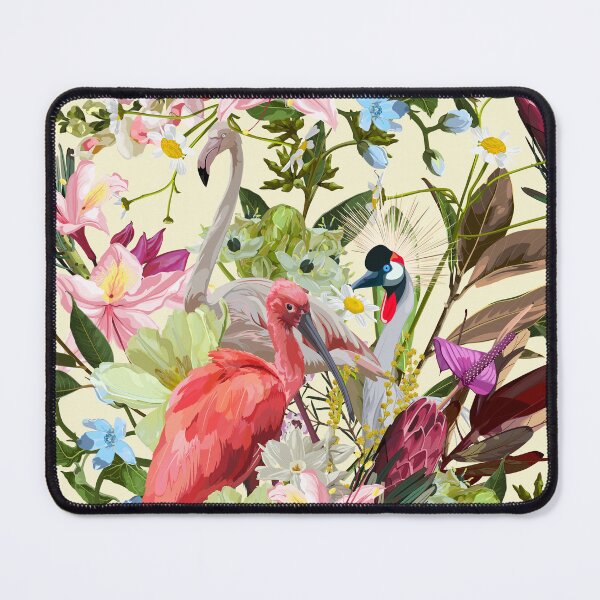 Item preview, Tropical illustration. Exotic plants, birds. Summer beach design. Japanese crane bird. designed and sold by MatyKotiv.