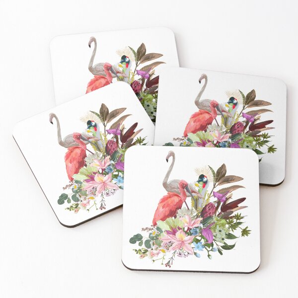 Item preview, Elegant floral and zoo composition. Tropical  flowers and exotic bird. designed and sold by MatyKotiv.