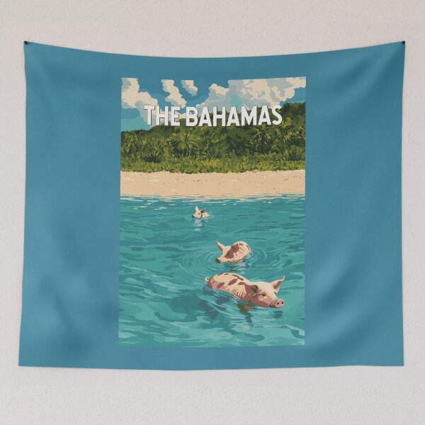 Item preview, Bahamas Illustration Travel Art Vintage designed and sold by KrisSidDesigns.