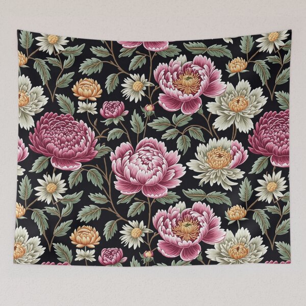 Item preview, Blossom trees with rose, peony, chrysanthemum. Jacobean embroidery style designed and sold by Giuseppe Cammino.