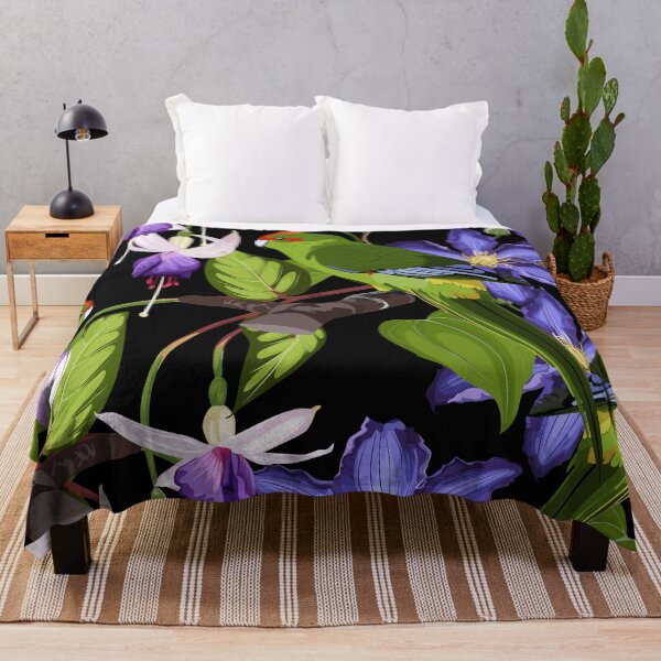 Item preview, Tropical birds parrot, exotic jungle plants, leaves, flowers. designed and sold by MatyKotiv.