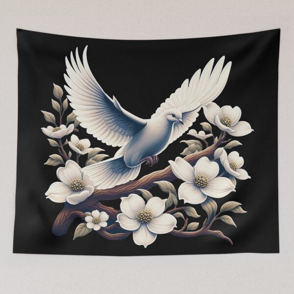 Item preview, White Dove and Dogwood Tree designed and sold by Tenpaces.