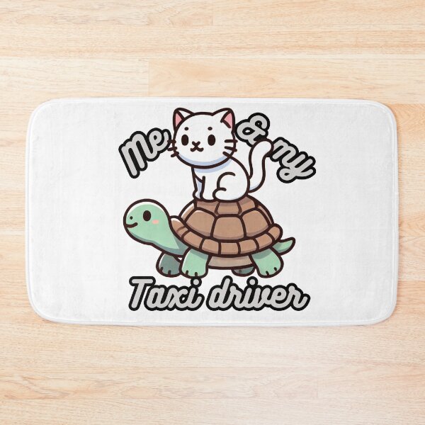 Item preview, Me & My Taxi Driver – Cute Cat & Turtle Illustration designed and sold by Eurem Art.