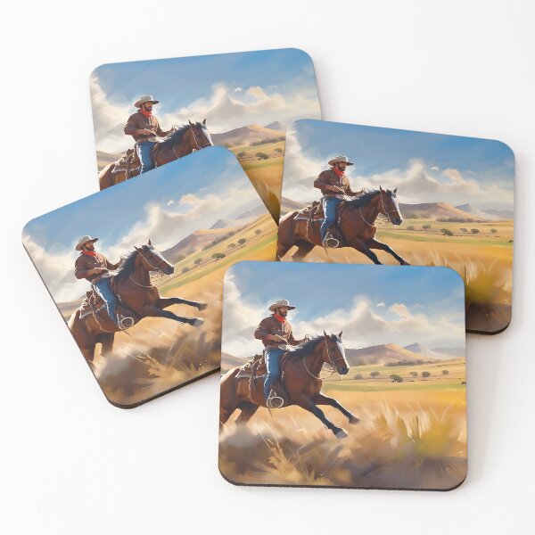 Item preview, Cowboy Rides his Horse through The Great Plains designed and sold by Niko Pantele.