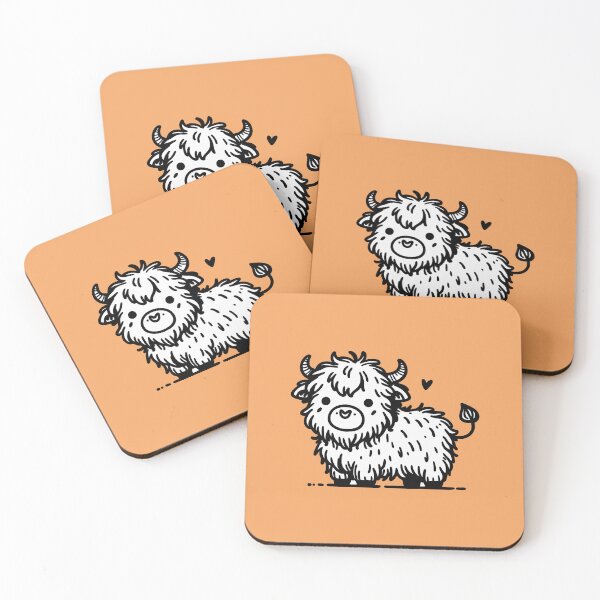 Item preview, Fluffy Highland Cutie: Minimalist Cow Charm designed and sold by happyartworks.