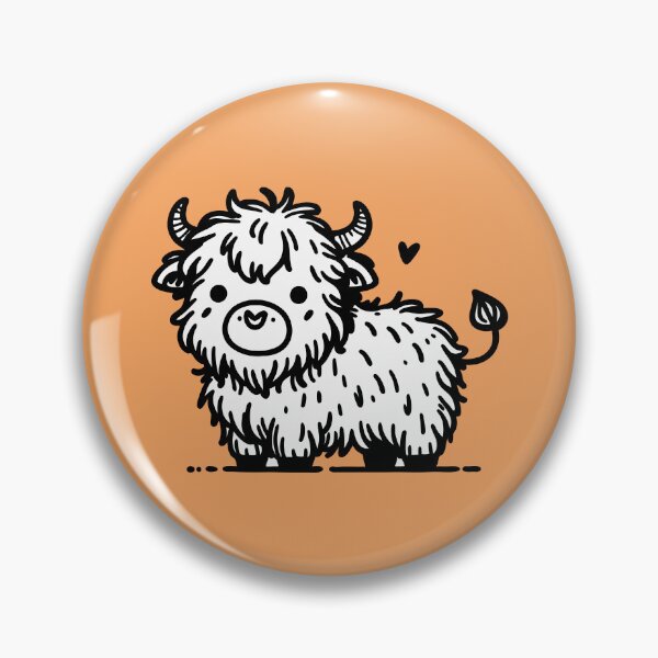Item preview, Fluffy Highland Cutie: Minimalist Cow Charm designed and sold by happyartworks.