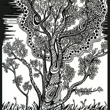 Artwork thumbnail, Windblown Tree – Abstract Ink Drawing by DanielleJScott.com