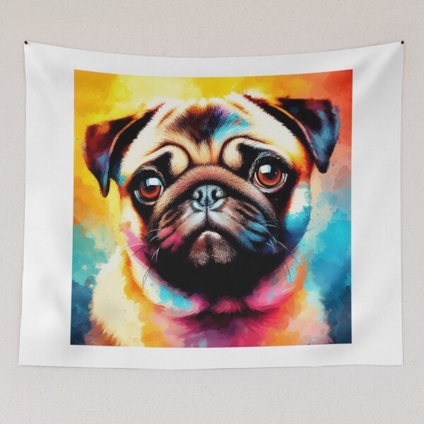 Item preview, Pug Colorful Watercolor Portrait designed and sold by MaedK.