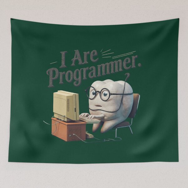 Item preview, I Are Programmer – Funny Cartoon Molar at Computer designed and sold by Golden-flower22.