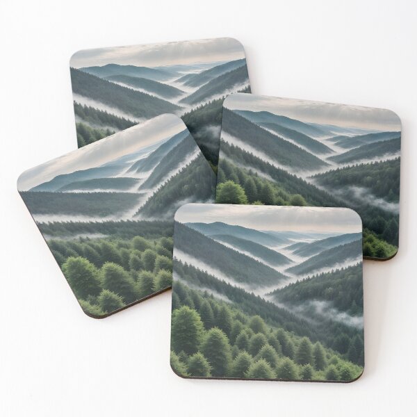 Item preview, foggy forest hills landscape designed and sold by GIFT4S.
