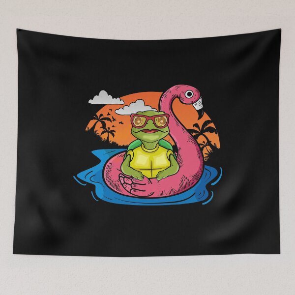 Item preview, Funny Sea Turtle Swimming Flamingo Pool Sea Turtle designed and sold by DSWShirts.