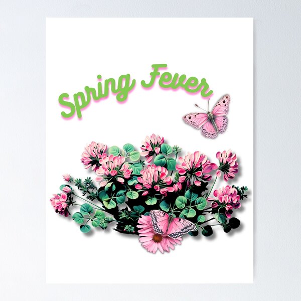 Item preview, Spring Fever Cute Fantasy Cloverish Surreal Botanical Pink Floral   designed and sold by Vicki Noble Art.