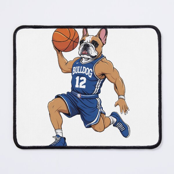 Item preview, The cute French Bulldog in mid-air, executing a slam dunk.  designed and sold by chathai.