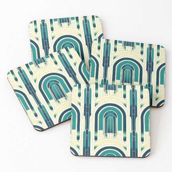 Item preview, Teal Arches Art Deco designed and sold by decoluxe.