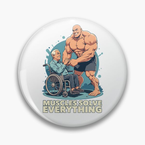 Item preview, Bodybuilder helping an old man:MUSCLES SOLVE EVERYTHING designed and sold by FortuneWildCat.